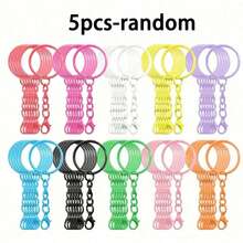 5/10/20/30件套彩色钥匙扣套装，金属圆形开口钥匙圈带龙虾扣，工艺吊坠DIY配件