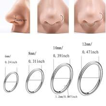 1/4 套装钛合金鼻环/鼻钉，低过敏性医用钢铰链式鼻环，耳环，耳骨环，耳夹，男女通用 - 唇環 - 查看 3
