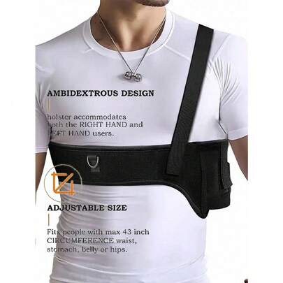 Unisex Adjustable Shoulder Gun Holster - Breathable & Padded Underarm Concealed Carry System. Fully Adjustable For Left/Right Shoulder, Perfect For CCW, Security, Outdoor Activities & Everyday Wear.