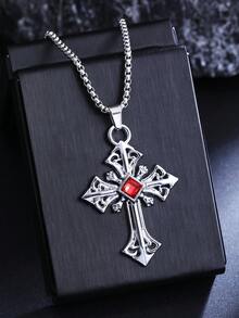 1pc 2026 New Style Cross Pendant Necklace, European & American Hip-Hop Personalized Stainless Steel Sweater Chain Pendant, Family Holiday Birthday Gift Jewelry, Wholesale, Suitable For Daily Wear By Men - Cross Necklace - View 9