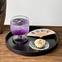 2 Peças Copo de Vidro Retrô de Nicho, Copo de Pé Curto, Copo de Café Americano Gelado, Copo de Latte, Copo Especial para Bebida e Suco - Roxo - Visão 6