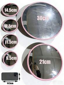 Round Wall-Mounted Decorative Corner Mirror - Full Length Horizontal Wall-Mounted Mirror, Plastic Frame, No Power Required | Home Decor Accessory, Portable Mirror, Suitable For Living Room, Bedroom, Hallway, Bathroom, Dressing Room, Room Decoration.
