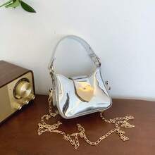 1pc Holographic Laser Girl's Handbag With Chain Strap, Crossbody Shoulder Bag - one-size - View 10
