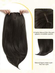 18 Inch Wavy Ends Women's Hair Topper, Suitable For Thin Hair, With Bangs Layered Long Hair, Made Of Synthetic Fiber - Multicolor - View 3