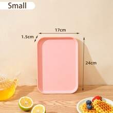 1个马卡龙色托盘，可重复使用的塑料水果/甜点盘，带支架，多功能零食盘，底部防滑，创意糖果盘，厨房装饰及用具 - 彩色 - 查看 34