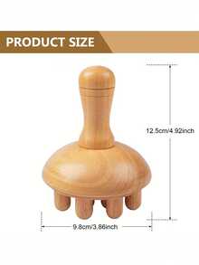 1pc Wooden Mushroom Massager - Handheld Gua Sha Tool For Muscle Relaxation, Localized Fat Reduction And Full Body Massage, Natural Wooden Manual Massage Stick - Multicolor - View 11