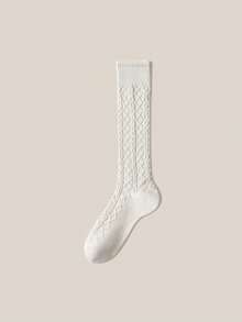 Women's Cable Knit Knee High Socks, Non-Slip, Warm, Slim Leg, Japanese Style - Multicolor - View 13