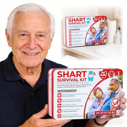 Funny Shart Survival Kit, Ultimate Poop Prank Gag Gift Set Contains Wet Wipes, Disposable Underwear, Tissues And Hilarious Badge. Novelty Fart Potty Pack Great For Friends Or Family