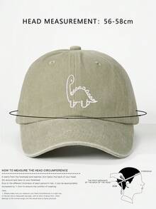 1pc Matte Washed Children's Baseball Cap, Embroidered Dinosaur Design Bone Baseball Cap, Suitable For All Seasons - Baseball Cap - View 8