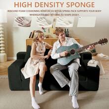 LUCKHAO Loveseat Sofa  With Memory Foam & Steel Frame - No Assembly, Convertible 2-In-1 Design, Corduroy Fabric - Compact Couch For Small Spaces, Apartments, Home Office & Bedroom(Dark Gray) - Đen + Vải + 2 Ghế - Xem 1