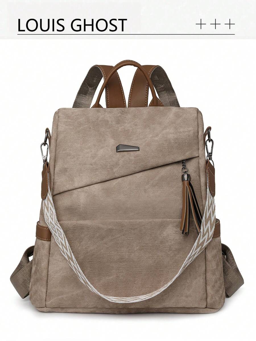 High Quality Leather Large Capacity Women's Backpack, Classic Female Student School Bag, Travel Rucksack