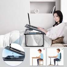 Mesa para Cama Plegable Escritorio Portatil para Laptop Mesita Laptop Cama con Portavasos con Ventilador y Luz de Lectura Ranura Inclinación Ajustable de 5 Niveles para Comer Estudiar y Trabajar-009 - Oro negro - Ver 8