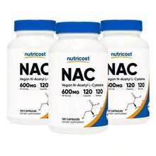 Nutricost N-Acetyl L-Cysteine (NAC) 600mg, 180 Capsules - Non-GMO, Gluten Free[Free Shipping ] - 3 chiếc - Xem 1