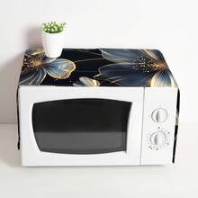 1 件装装饰花卉印花微波炉防尘罩，平纹印花亚麻材质，不防水，带侧袋，家居装饰，电器保护，易于使用和清洁 - 彩色 - 查看 7