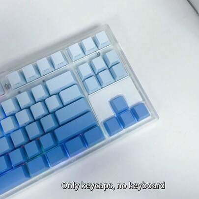 134 Tuşlu Sisli Mavi Yan Baskılı Şeffaf Tuş Kapakları, OEM Gradyan Mavi Boya Süblimasyon