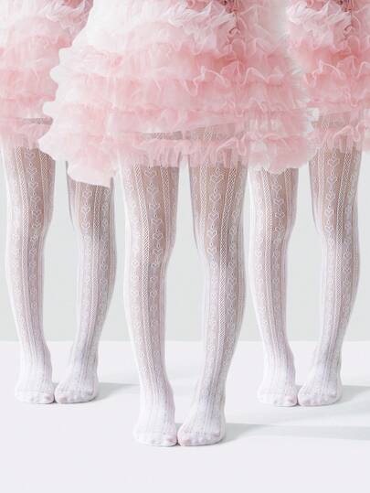 1pc Baby Girls Princess Tights, Fashionable Cute Sweet Heart Decor, Skin-Friendly Soft Comfortable Breathable Mesh Pantyhose, Versatile For Holidays Gift/School/Party/Performance/Valentine's Day/Princess Dress/Daily Wear