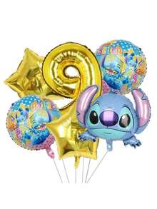 Hasbro Bộ 26 cái/6 cái bóng bay số chủ đề Lilo & Stitch, bao gồm bóng bay số kim loại màu xanh 1-9 và một bóng bay kim loại hình Stitch, hoàn hảo cho tiệc sinh nhật và các buổi tụ tập theo chủ đề - Nhiều màu - Xem 17