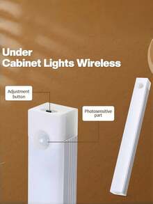 1/2/4个无线感应灯，暖光/白光，磁吸式设计，USB充电，适用于橱柜、衣柜、楼梯、房间、厨房、浴室、走廊 - 可壁挂、桌面、天花板、灯杆安装，室内使用 - 白色 - 查看 9