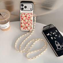 1pc Elegant Fruit Pattern Card Holder Crossbody Wallet Phone Case, Luxury PU Leather Protective Cover Compatible With IPhone 17, 16, 16e, 15, 14 Plus, 13, 12, 11 Pro Max - Strawberry 17 - View 5