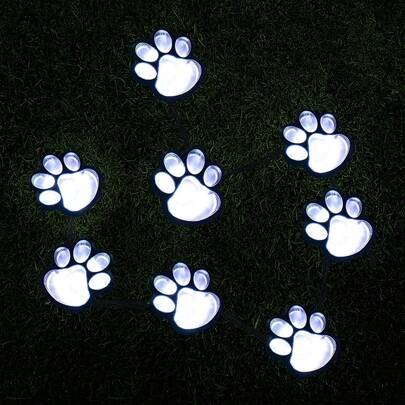 3pcs Solar Powered Cat Paw Shaped Outdoor Lawn Lights, Automatically Lights Up At Sunset, Landscape Decor For Garden, Pet Owner, Patio, Pathway Lighting