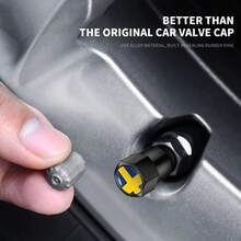 4 st bilformade metallventilkåpor med svensk logotyp - 4 st - Visa 3