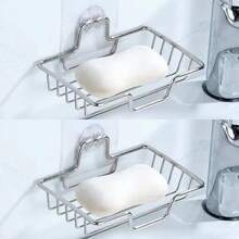 2026 Upgraded Stainless Steel Soap Dish, No Drilling Self-Adhesive Soap Holder, Square Design With Drainage Hole, Waterproof And Rust-Proof, Elegant And Practical For Bathroom And Kitchen, Fits Most Soaps, Valentine's Day Gift, Bathroom Shelf - Multicolor - View 2