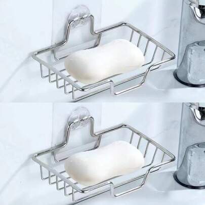 2026 Upgraded Stainless Steel Soap Dish, No Drilling Self-Adhesive Soap Holder, Square Design With Drainage Hole, Waterproof And Rust-Proof, Elegant And Practical For Bathroom And Kitchen, Fits Most Soaps, Valentine's Day Gift, Bathroom Shelf