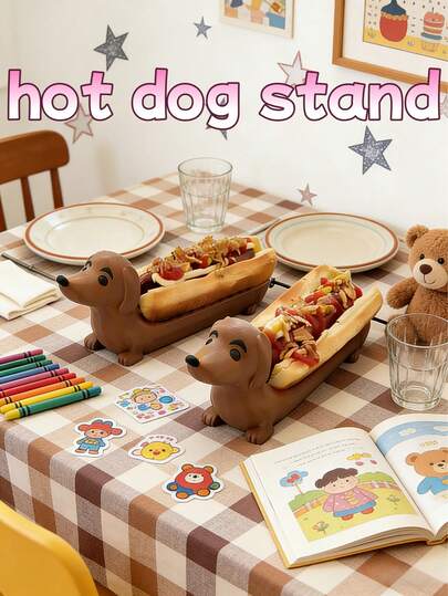 Soporte para perros calientes, con forma de perro salchicha adorable, adecuado para dulces, aperitivos, sándwiches, fiestas, regalo de decoración de cocina única para amantes de los perros salchicha