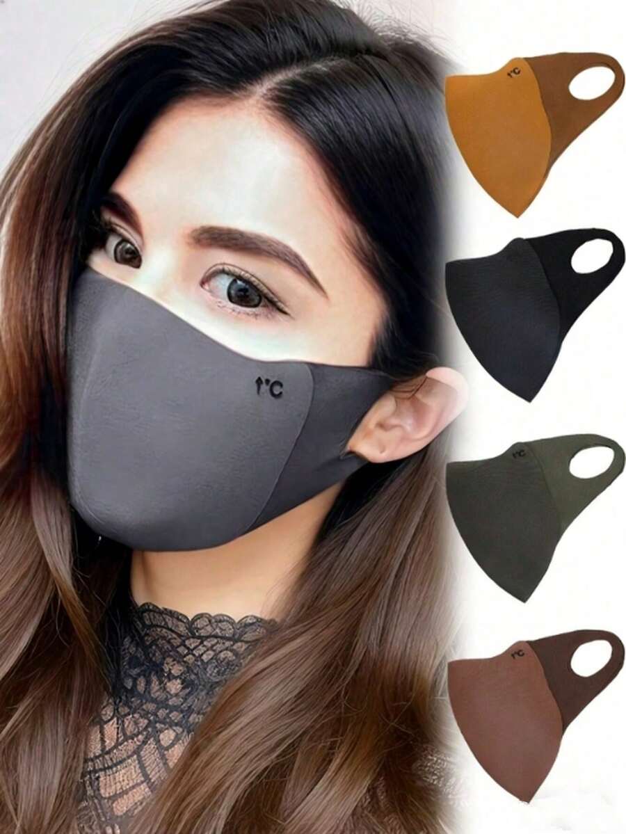 1件/3件装 女士休闲纯色黑色/棕色/深灰色防风保暖加厚柔软防护眼角面罩，适合旅行、户外、骑行、日常搭配 - A - 查看 1