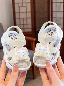 1 Pair Baby/Toddler Girls Princess Cute Headband Sandals, Soft Sole Anti-Slip Summer Walking Shoes, Summer Girls Beach Sandals - Beige - View 4