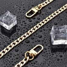 Metal Flat Chain Strap, Wallet Chain, Shoulder Bag Chain Replacement Accessory - Gold - View 3