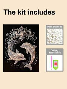 New Pearl Painting Dolphin Theme Frameless DIY Handmade Sticky Diamond Creative Diamond Painting Kit, Suitable For Bedroom Decoration, Living Room Hanging Paintings, Room Decoration, Artwork, Birthday Gifts For Friends, Christmas, New Year, Valentine's Day, Holiday Gifts Full Of Novelty. - Multicolor - View 7