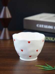1 件/5 件可爱卡通心形和蝴蝶结手柄陶瓷杯，家庭聚会餐具，早餐牛奶杯，下午茶咖啡杯，节日纪念品，生日礼物返校