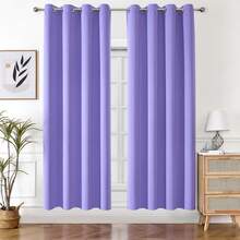 1 pieza Cortina de unicolor de poliéster, cortina opaca para oscurecer la habitación durante un corte de energía, cortina aislante del calor para la cocina, el comedor, la sala de estar y el dormitorio - Púrpura malva - Ver 15