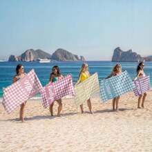 Personalized Beach Towels,Custom Flower Beach Towels With Name,Customized Quick Dry & Sand Free Pool/Swim Towel,WoMen Monogrammed Towels,Trip Gifts - Multi-checkered - View 2