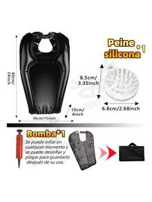 Portátil Inflable Lavabos Apoyacabeza Tinas Lavar Pelo Set - Negro - Ver 4