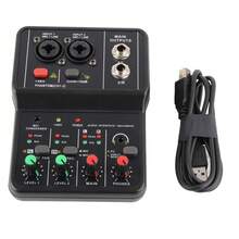 2 Channels Audio Mixer USB 48V Phantom Power Compact Sound Mixing Console for Music Recording Home Karaoke Internet Karaoke - Negro - Ver 10