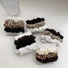 New Korean Style Elegant Satin Scrunchie Simple French Style Hair Tie Scrunchie - Màu be + Màu cà phê + Màu nâu - Xem 6