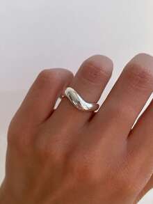 1pc Classic Minimalist Smooth Curved 925 Sterling Silver Ring, Suitable For Daily Wear, Birthday, Christmas And Other Occasions - Smooth Curved Ring - View 5
