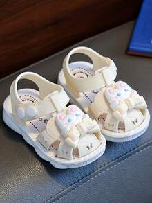 1 Pair Baby/Toddler Girls Princess Cute Headband Sandals, Soft Sole Anti-Slip Summer Walking Shoes, Summer Girls Beach Sandals - Beige - View 3