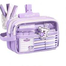 新款高品质透明文具袋，大容量铅笔盒，简约ins风办公用品笔袋（女士款） - 彩色 - 查看 4