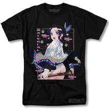 Men's Christmas Shirts Fashion Print Casual T-Shirt Kanroji Mitsuri Shinobu Demon Slayers T Shirt Demon Slayers Anime Manga Men Women Cotton Harajuku Streetwear Couple Y2k Tops Tees Seasonal Apparel Breathable Material,Festive-Unisex Bovfriend Gifts, Graphic Tees,Back To School - Black - View 8