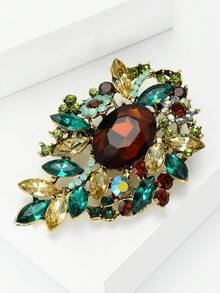 Luxury Glass Pendant Brooches For Women Unisex Elegance Rhinestone Flower Pins Banquet Jewelry Clothing Accessories/Friends Gathering Badges New Gifts - Medium-sized Glass (0037) - View 5