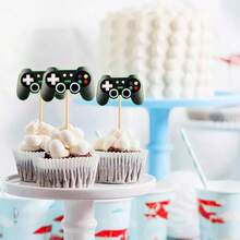 Game Console, Headphone, Controller, Building Blocks, Cupcake Toppers Decorations, Game Upgrade Cupcake Decorations, Video Game Theme Birthday Party Cake Decorations - Multicolor - View 7