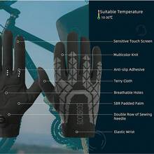 ROCKBROS 1 Stück gestrickte Touchscreen Langfinger Handschuhe, Anti-Rutsch Prägung Gummibeschichtung, SBR Handflächen Pad Stoßabsorption, Unisex Outdoor Fahrrad Warm Kompressionshandschuhe - Dunkelgrau - Übersicht 2
