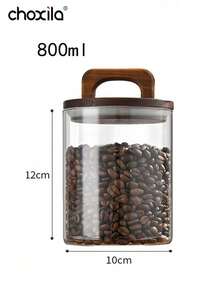 1 pièce Bocal en verre pour le stockage du café, bocal à thé, bocal en verre avec bouchon en liège hermétique pour le stockage des grains de café et des fruits secs - Boîte de haricots farcie boule en bois - Voir 20
