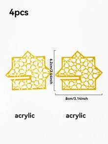 Bộ 4/8 giá trưng bày acrylic, họa tiết hình học nhỏ gọn, bộ trưng bày chà là và kẹo, giá trưng bày mỏng cho chà là, kẹo và trang trí văn phòng theo phong cách Hồi giáo, vật trang trí sáng tạo cho các buổi họp mặt gia đình và bàn ăn, bát đựng kẹo đa chức năng phù hợp cho phòng khách, nhà bếp, bàn ăn và các dịp lễ (không tiếp xúc trực tiếp với thực phẩm) - Vàng - Xem 15