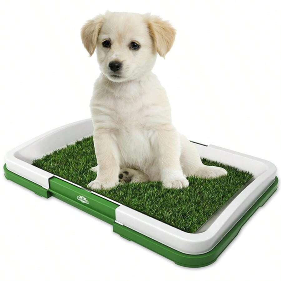 Inodoro de entrenamiento para mascotas estéticamente agradable, tapete de césped artificial, entrenador de inodoro portátil para interiores, adecuado para cachorros y mascotas pequeñas, entrenador de inodoro para cachorros, orinal para perros (color: verde) - Verde - Ver 1
