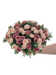 1pc 11.81 Inch Artificial Silk Rose, Valentine's Day Gift, Realistic Floral Decor For Brunch, Wedding Bouquet, Party, Home, Kitchen, Garden, Hotel, Office, Ramadan Decoration, Thanksgiving Decor, DIY Wreath, Gift, Centerpiece, Birthday, Indoor/Outdoor, Bulk Fake Plastic Flowers For Vase, Farmhouse Decor, Boho Wedding - Sand Red - View 5
