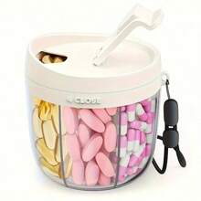 Portable Pill Dispenser Bottle, Vitamin Organizer With 7 Compartments, Holds Plenty Of Supplements With Anti-Mixing & Wide Openings Design, Easy To Retrieve Meds - 藍色 - 查看 4